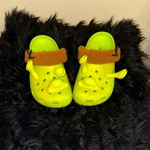 CROCS Bright Green Mules with Brown Accents